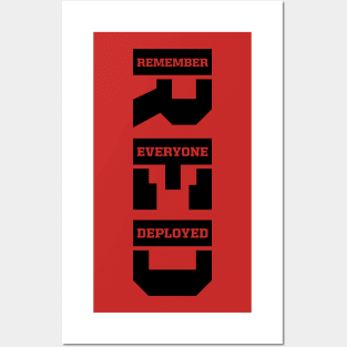 Remember Everyone Deployed RED Friday Vertical Black Print Posters and Art